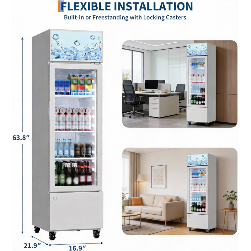Réfrigérateur commercial à boissons sans givre, Blanc
