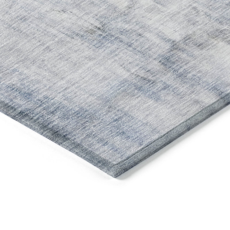 Blue Flat Woven Synthetic Washable Rectangular Rug 1'8" x 2'6"