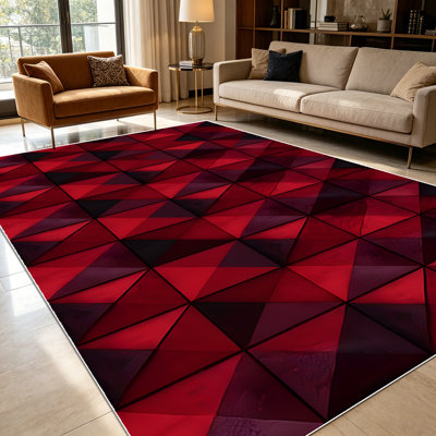 1 tapis géométrique triangulaire bourgogne noir en mosaïque pour le salon, doux et confortable, convient à toutes les saisons, facile à entretenir, lavable à la machine, convient à la chambre à coucher, à la salle à manger, au vestibule, au bureau personnel, à la décoration intérieure et extérieure.