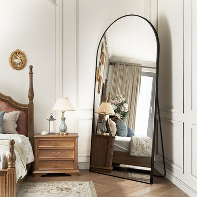 Arched Full-Length Mirror, Aluminum Alloy Frame, Tempered Glass Floor Mirror