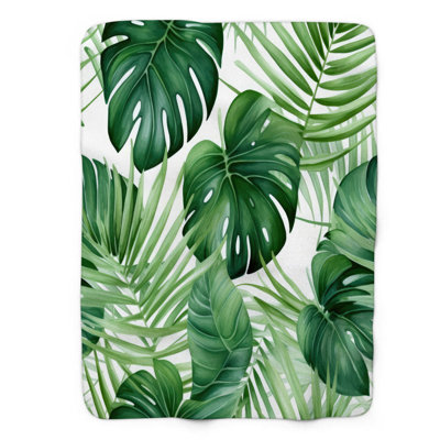 Luxuriant Leafy Jungle - 1 Piece Premium Sherpa Bl Throw Blanket
