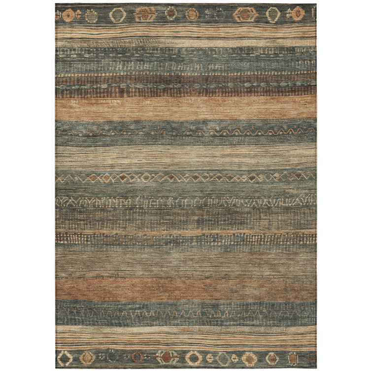 Machine Washable Indoor/Outdoor Xhevrie Fern Rug