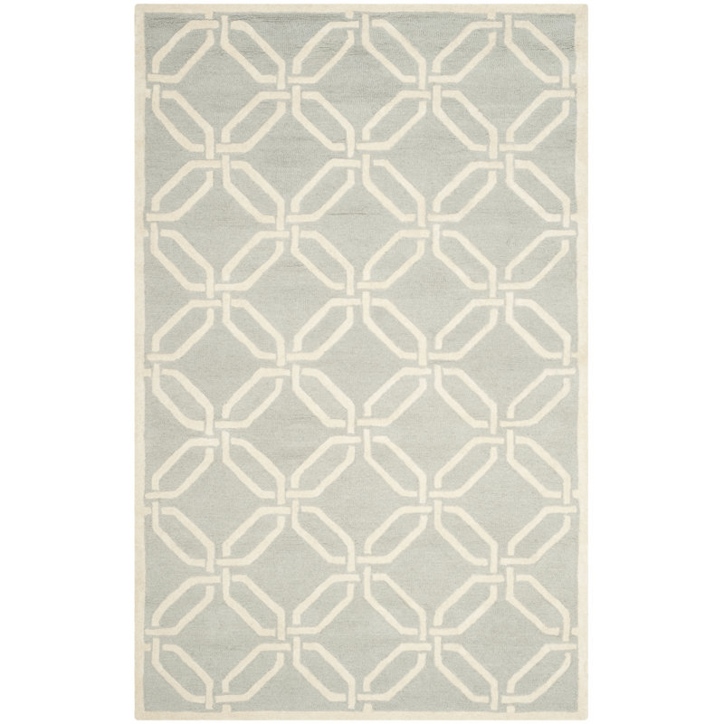 Geometric Wool Hand Woven Area Rug, Rectangle 152 x 244 cm