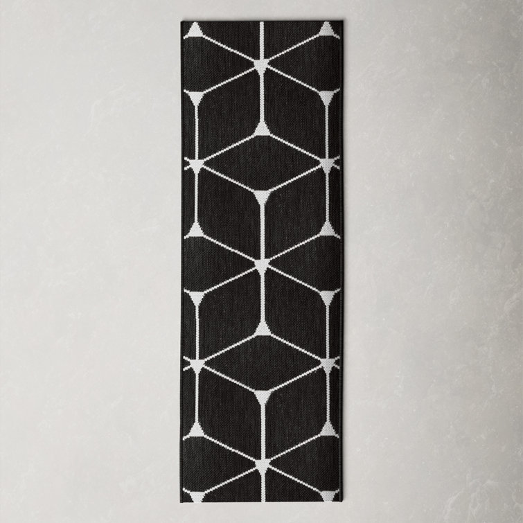 Abbi Geometric Black Indoor / Outdoor Area Rug