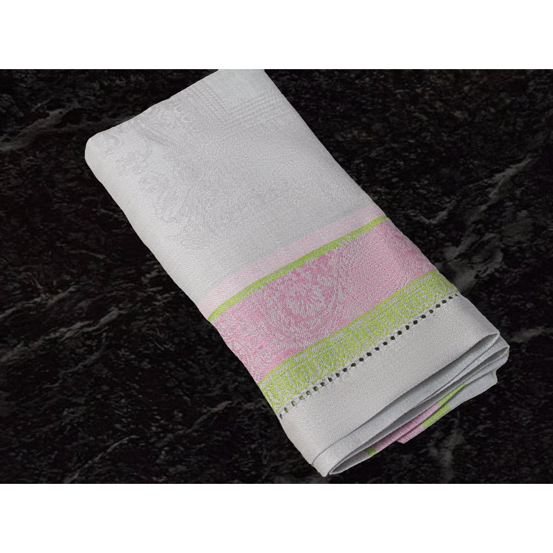 French Home Linen Cleopatra Napkins, Chartreuse/Rose/Pale Lavender 