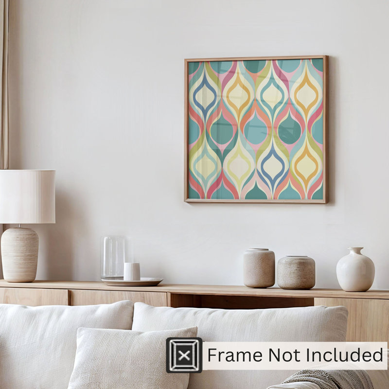Abstract Retro Groovy 70s Pattern VIII Retro Unframed Art Print, 10" H x 10" W