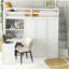 Lit mezzanine double avec garde-robe, bureau et tablettes, blanc (OLD: LT100679AAK)