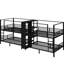 Lit double superposé en métal double pleine grandeur, noir, avec rangement central et garde-robe, conception silencieuse, structure robuste, style moderne, assemblage facile du lit noir, esthétique, installation-699482476
