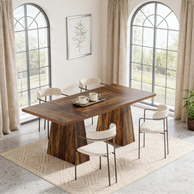 63" Dining Table, Farmhouse Wood Kitchen Table for 6 People,