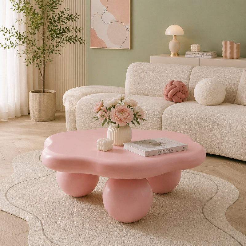 35" Cloud Shaped Coffee Table, Pink