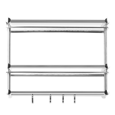 2 Piece Metal Floating Shelf with Hooks