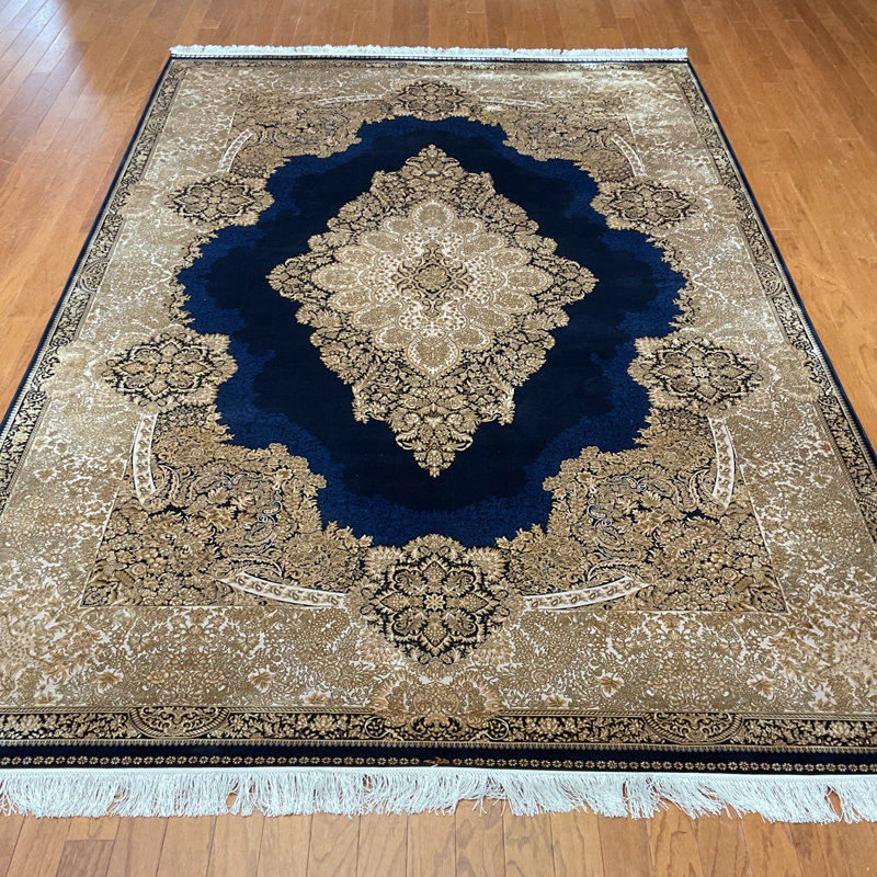 Bungalow Rose Kirman Design Silk Rug