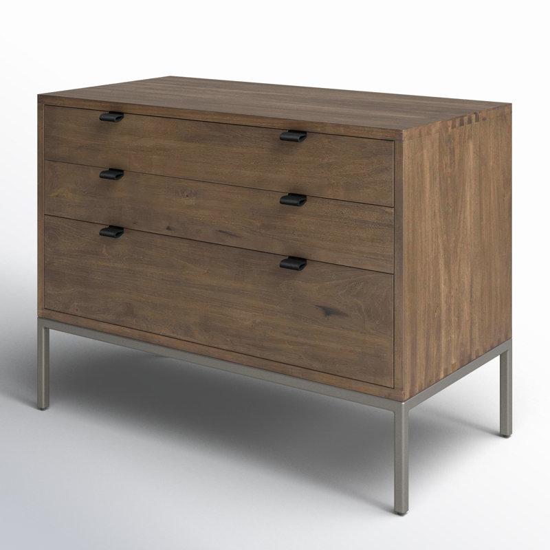 Trey 3 - Drawer Solid Wood Dresser, Auburn Poplar