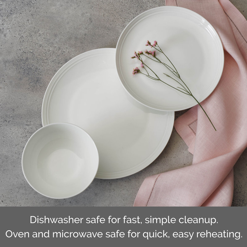 Kyler White Porcelain 12-Piece Dinnerware Set, Service for 4