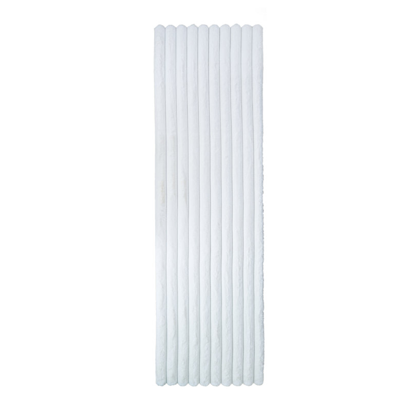 Tapis crème en fausse fourrure à nervures ultra doux de la collection Nickole, Tapis de couloir 2 pi 3 po x 8 pi