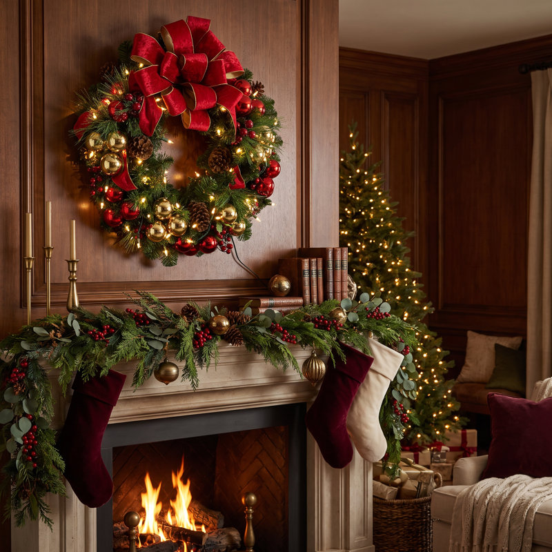 Jaqualin 26 " Pre-Lit Handmade Wreath