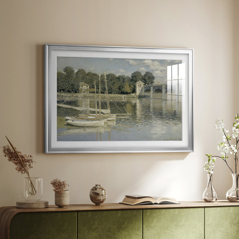 Le pont à Argenteuil-Claude Monet - reproduction d'art avec passe-partout et verre - 1874, 22,5 x 30,5, Impression encadrée