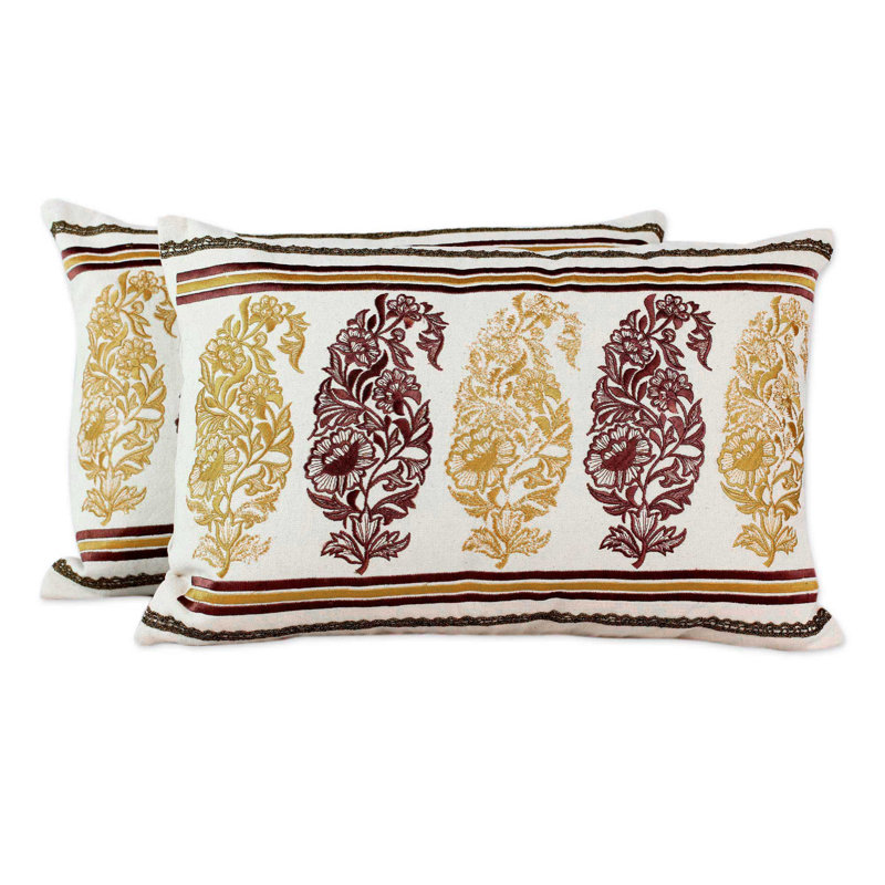 Housse de coussin en coton à motif floral
