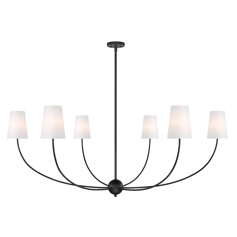 Lustre classique à 6 lumières avec abat-jour Caral, Noir mat, H 25,75 po x l 62 po x P 62 po, 6