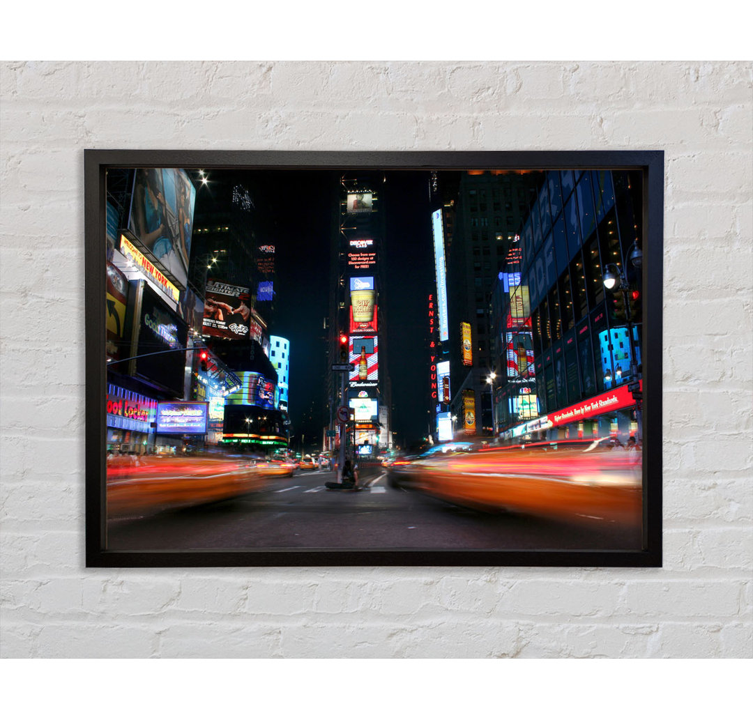 Times Square Yellow Cab Blur - Einzelner Bilderrahmen Kunstdrucke auf Leinwand