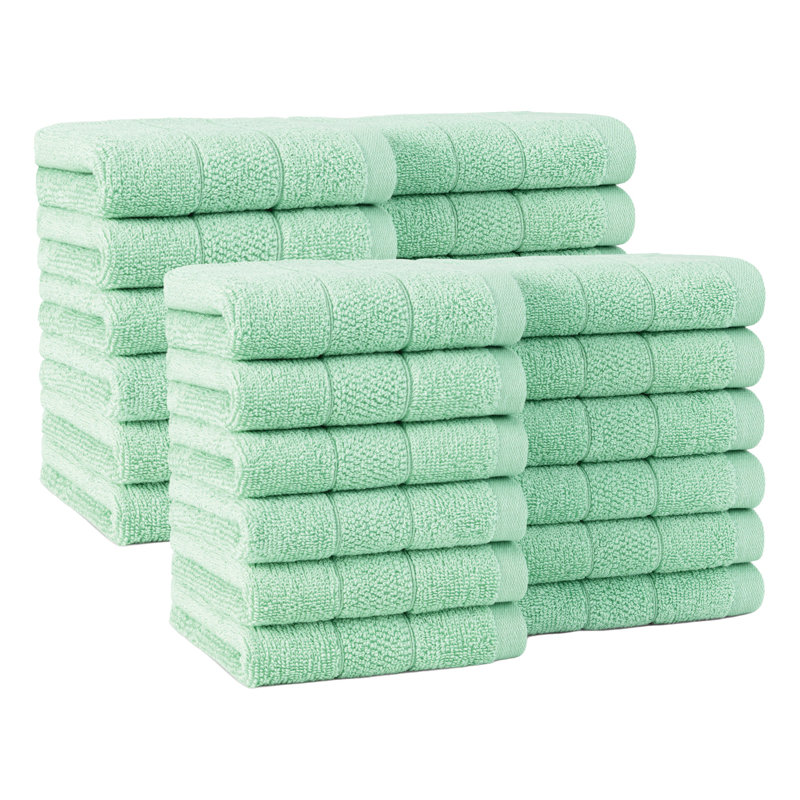 Family Essentials Washcloths (Pack of 24), 12x12, Cotton, Hemlock