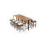 Table de bar d'extérieur en bois d'acacia 10 pièces et huit tabourets avec coussins, rotin PE