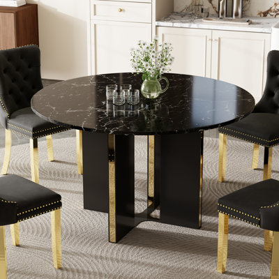 Table de salle à manger ronde pour 4 à 6 personnes, table de cuisine moderne en panneau de fibres à densité moyenne, table polyvalente pour la salle à manger, la cuisine et les petits espaces