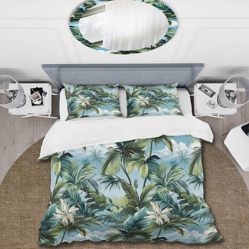 Literie Palm Oasis, Housse de couette pour très grand lit et 2 très