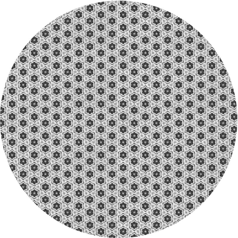 Tapis 100% à motifs lavables à la machine 2989 Pat1622 GRY, Rond 5 pi