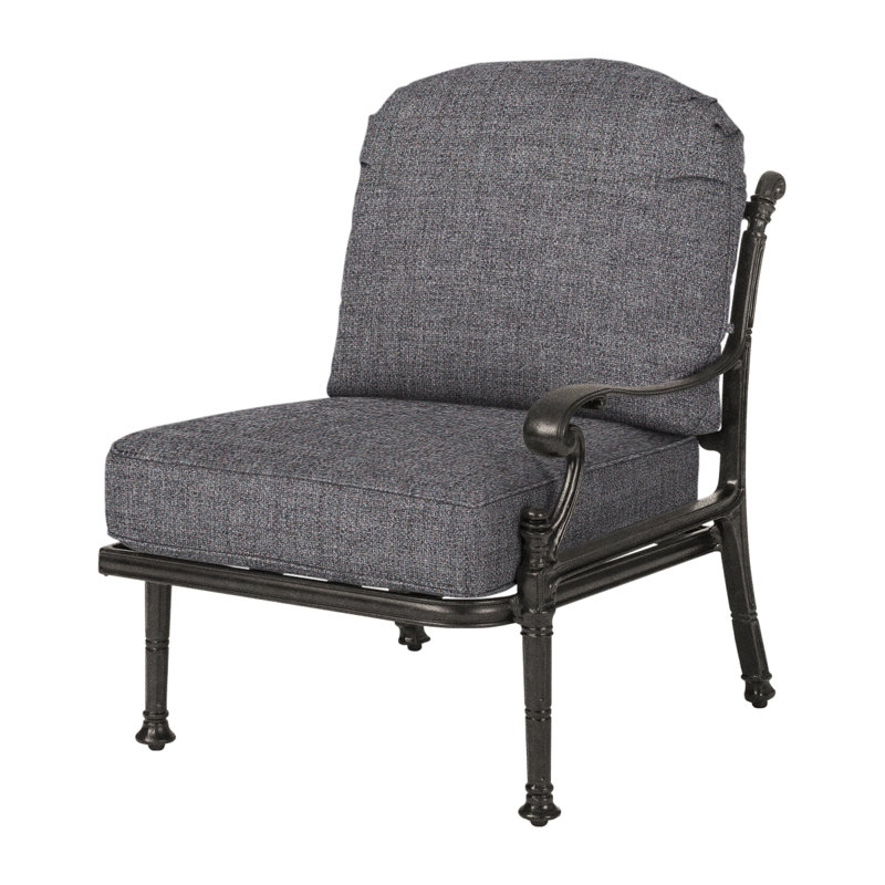 Florence Cushion Left Arm Lounge Chair, Cast Slate Sunbrella® Plainweave, Desert Bronze