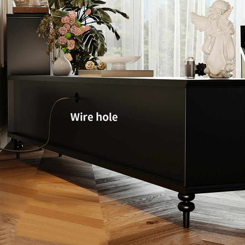 Armoire de rangement de style télé rétro de style français, H 21,65 po x L 86,61 po x l 15,75 po