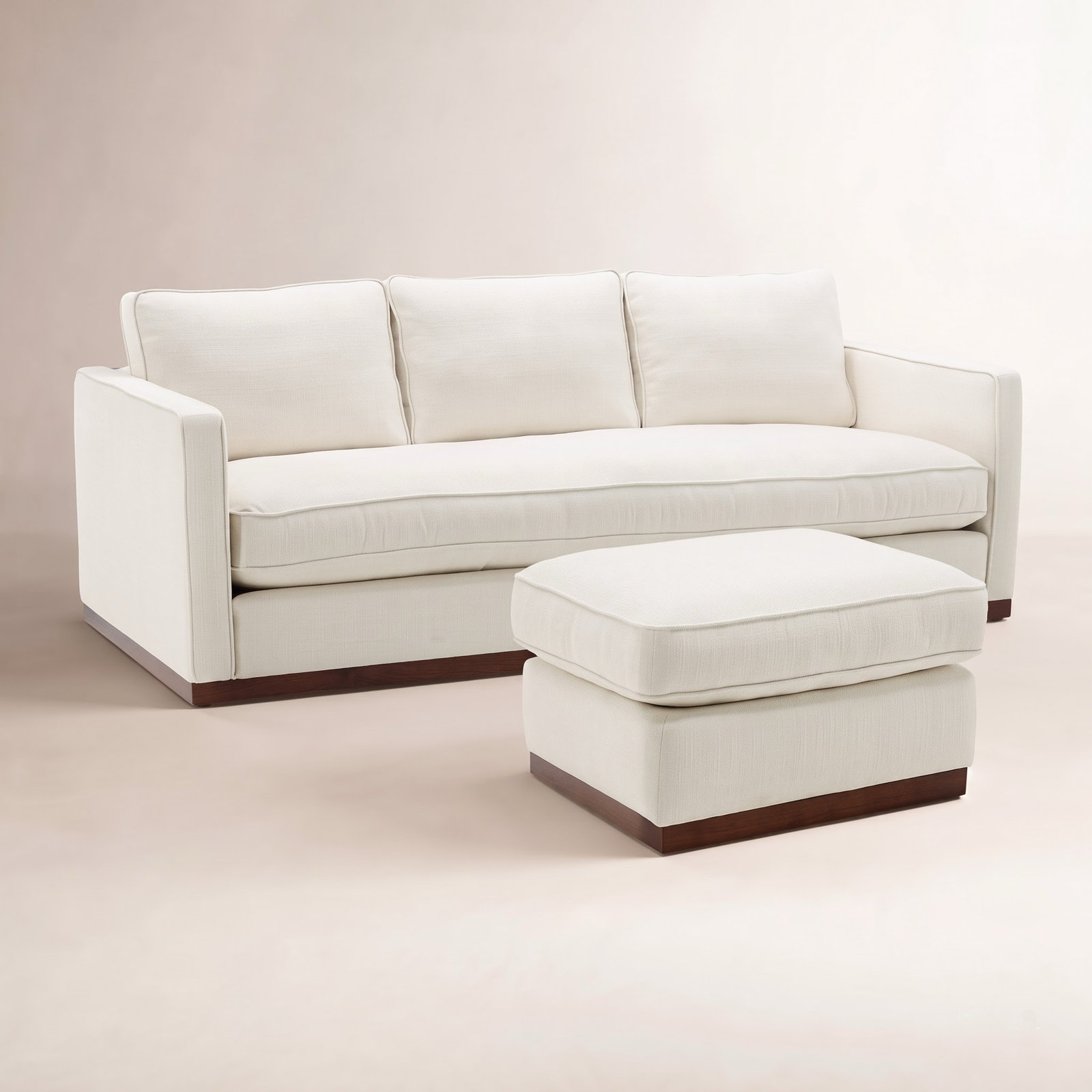 Bobbi 2-Piece Linen Living Room Set with Ottoman, Flanigan Cotton