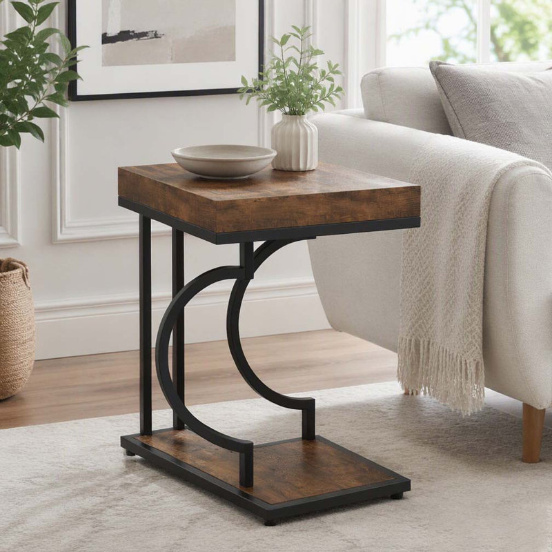 Table de chevet, table de bout, Noir et brun