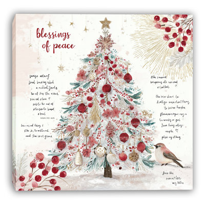 «Red Blessings Christmas Tree», art mural sur toile tendue