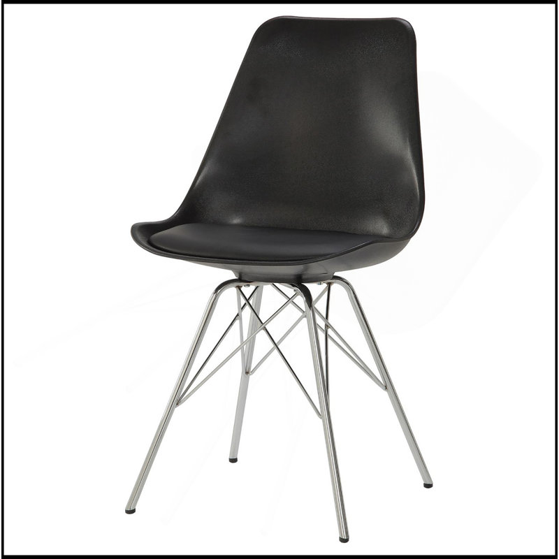 Ensemble de chaises noires et chromées rembourrées (ensemble de 2)