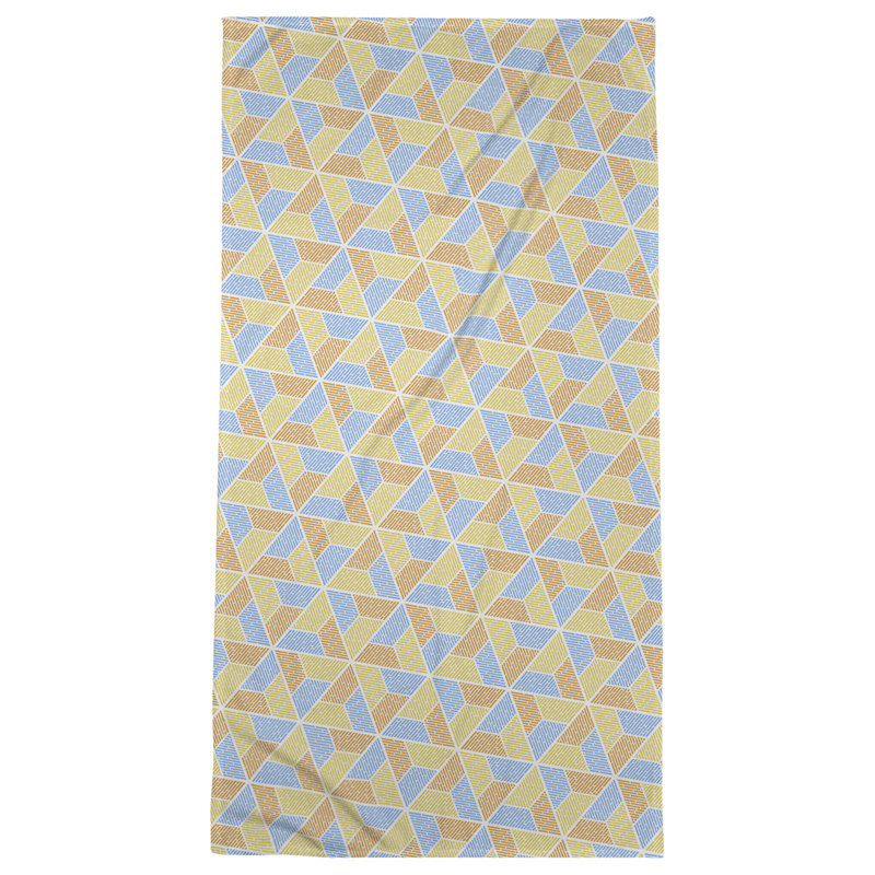 Serviette de bain trapézoïde, Jaune, bleu et orange