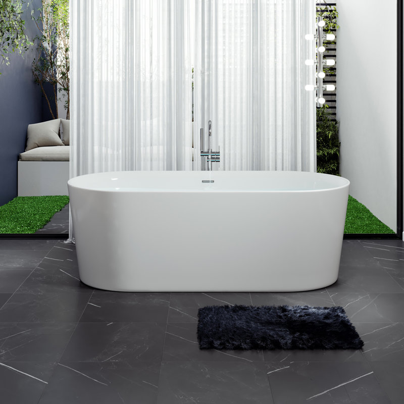 Rejoice 59'' White Acrylic Freestanding Soaking Bathtub