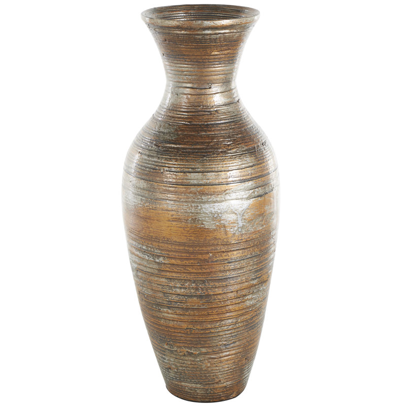 Vase décoratif en bois de bambou Kirthana, H 20,5 po x l 8,2 po x P 8,2 po