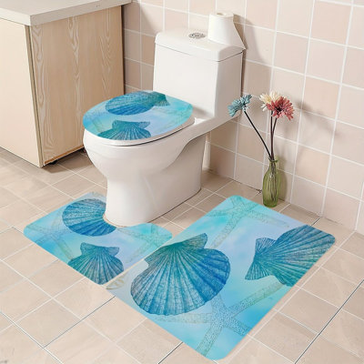 Ensemble de tapis de salle de bain 3 pièces Blue Seashell
