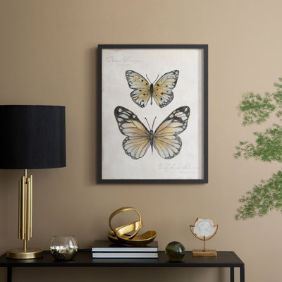 Vintage Butterflies I Framed Print - Solid Wood