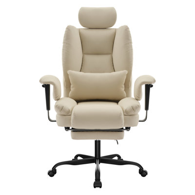Office Chair Ergonomic Pu Leather Computer Chair High Backrest Ergonomic Desk Chair With  Headrest Wide Office Chair