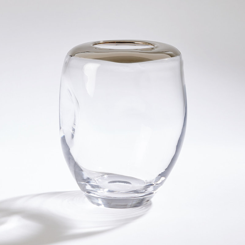 Organic Formed Vase-Med, Clear/Platinum