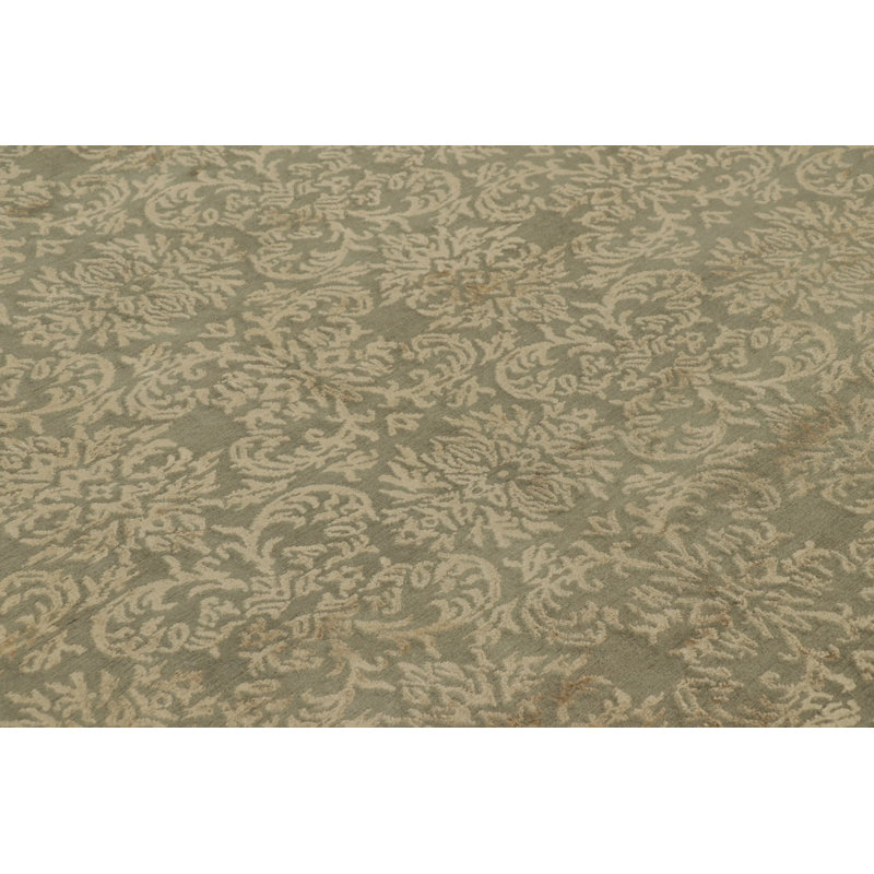 Rug & Kilim’S European Style Rug In Green With Arabesque Patterns In Beige-Brown
