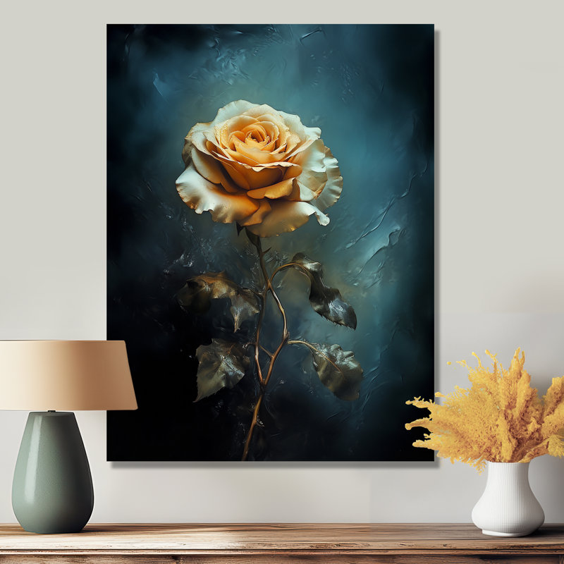 Jaune jaune rétro - art mural rose, Métal métal, H 40 po x l 30 po x P 1,5 po