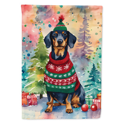 Drapeau de Noël teckel