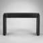 Table d'entrée avec finition grain de bois naturel, console avec design cannelé, plateau ovale et 2 tiroirs pour un décor moderne et classique (noir)
