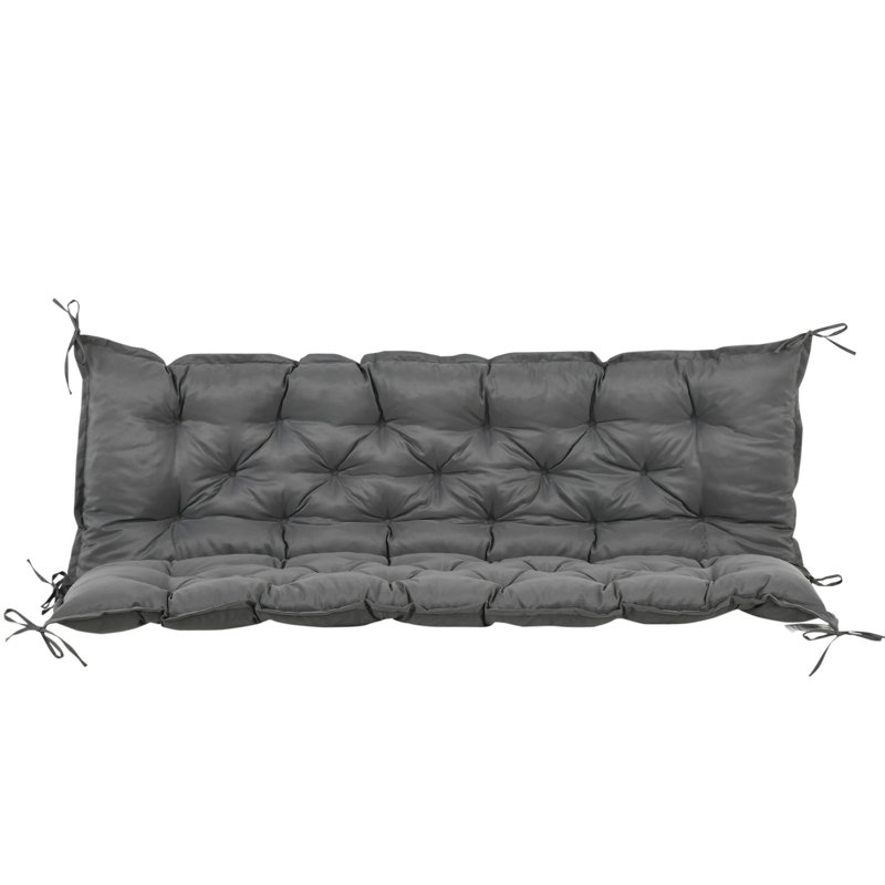 Coussin de banc de patio Latitude Run®, coussins de siège d'extérieur épais de 4,7 pouces avec dossier, rembourrage épais et attaches à cordes, 3 places, gris foncé