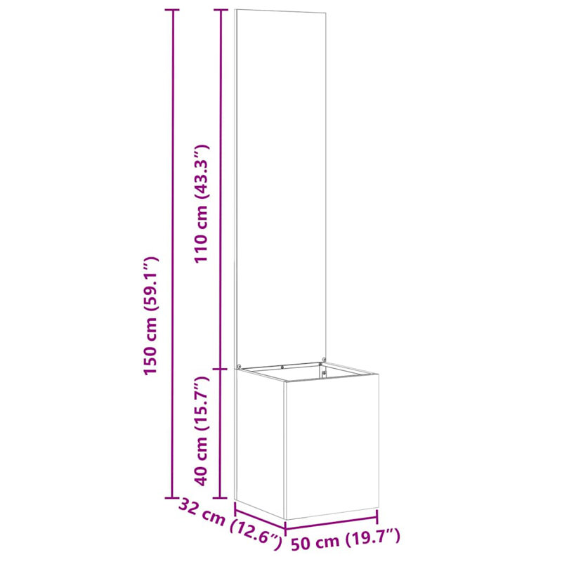 Planter Box, 140cm H x 32cm W x 32cm D