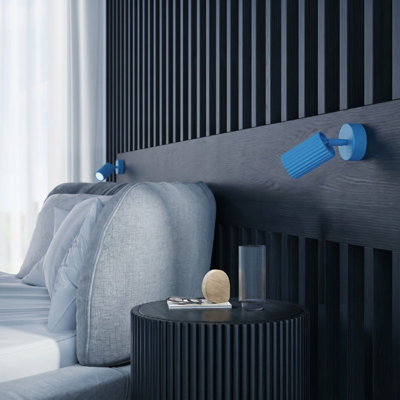 Karbon Aluminium Wall Sconce, Wall lamp KARBON azure with a switch, Light Blue, 1 Light