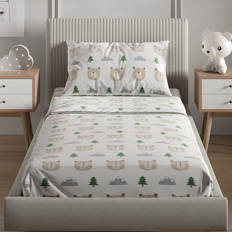 Kids Sheet Set, Soft Microfiber Bedding, Cozy & Breathable, Wrinkle Free Easy Care Bed Sheets, Kids Bears